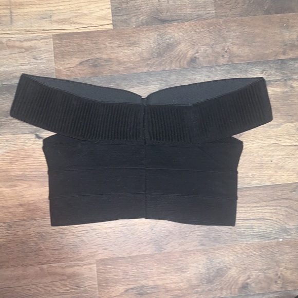 Pleasure Doing Business Black Bandage Rubber Like Crop Top Club/Festival/Concert - Picture 2 of 10